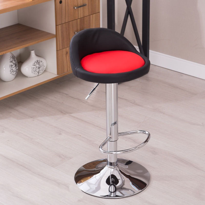 Modern Metal Barstool Faux Leather Upholstered Counter Stool in Matte Finish for Indoor