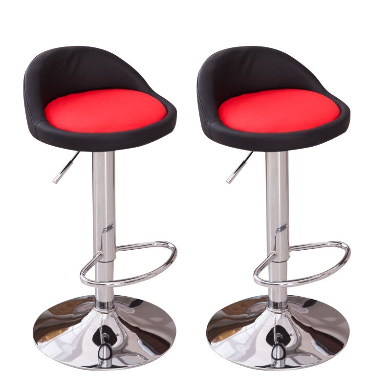 Modern Metal Barstool Faux Leather Upholstered Counter Stool in Matte Finish for Indoor