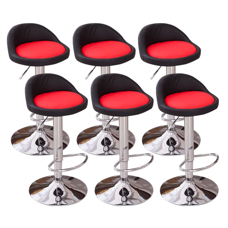 Modern Metal Barstool Faux Leather Upholstered Counter Stool in Matte Finish for Indoor