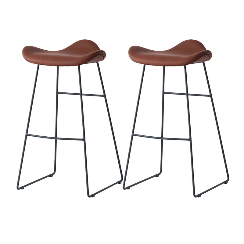 Industrial PU Leather Bar Stool Low Back Stool with Metal Base