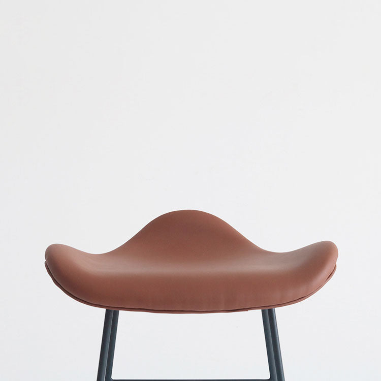Industrial PU Leather Bar Stool Low Back Stool with Metal Base