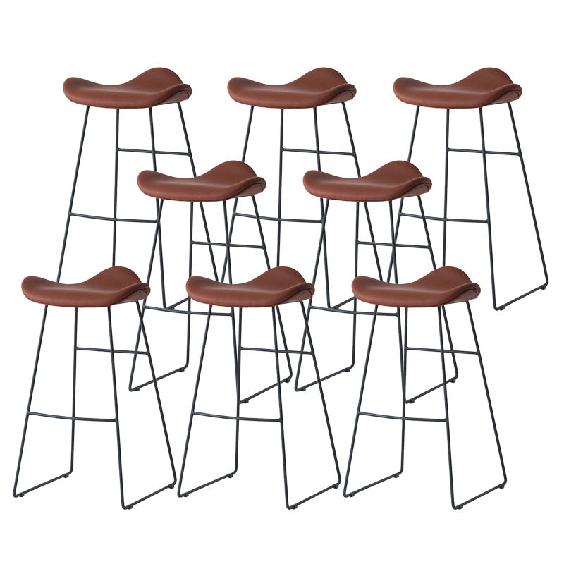 Industrial PU Leather Bar Stool Low Back Stool with Metal Base