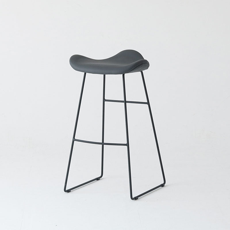Industrial PU Leather Bar Stool Low Back Stool with Metal Base