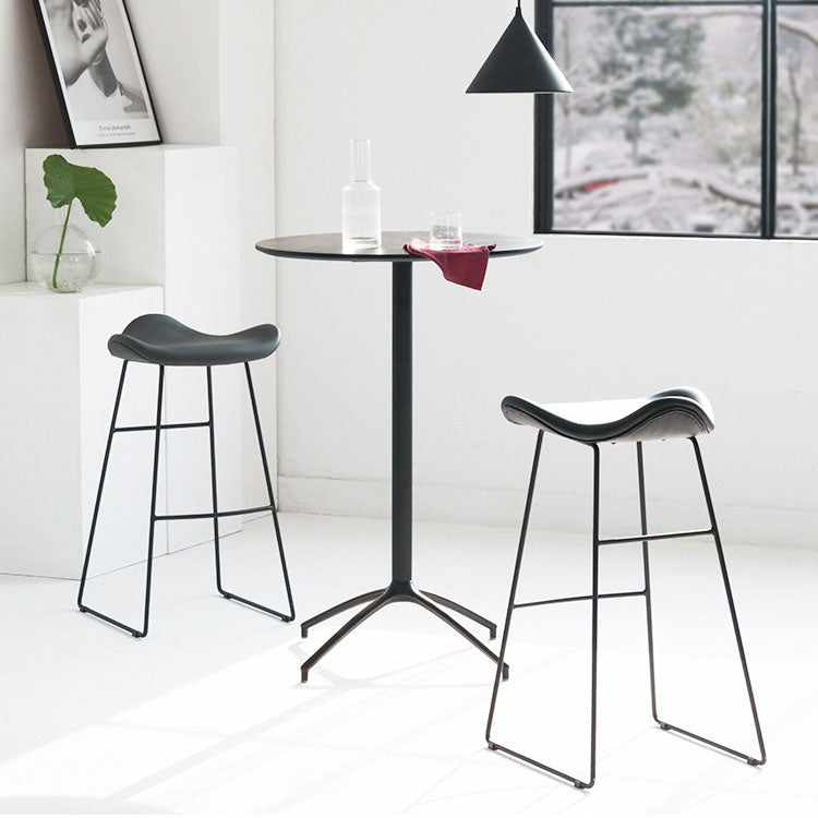 Industrial PU Leather Bar Stool Low Back Stool with Metal Base