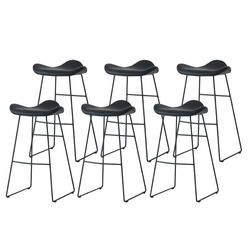 Industrial PU Leather Bar Stool Low Back Stool with Metal Base