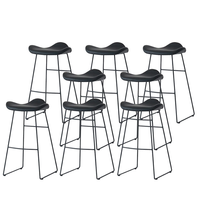Industrial PU Leather Bar Stool Low Back Stool with Metal Base
