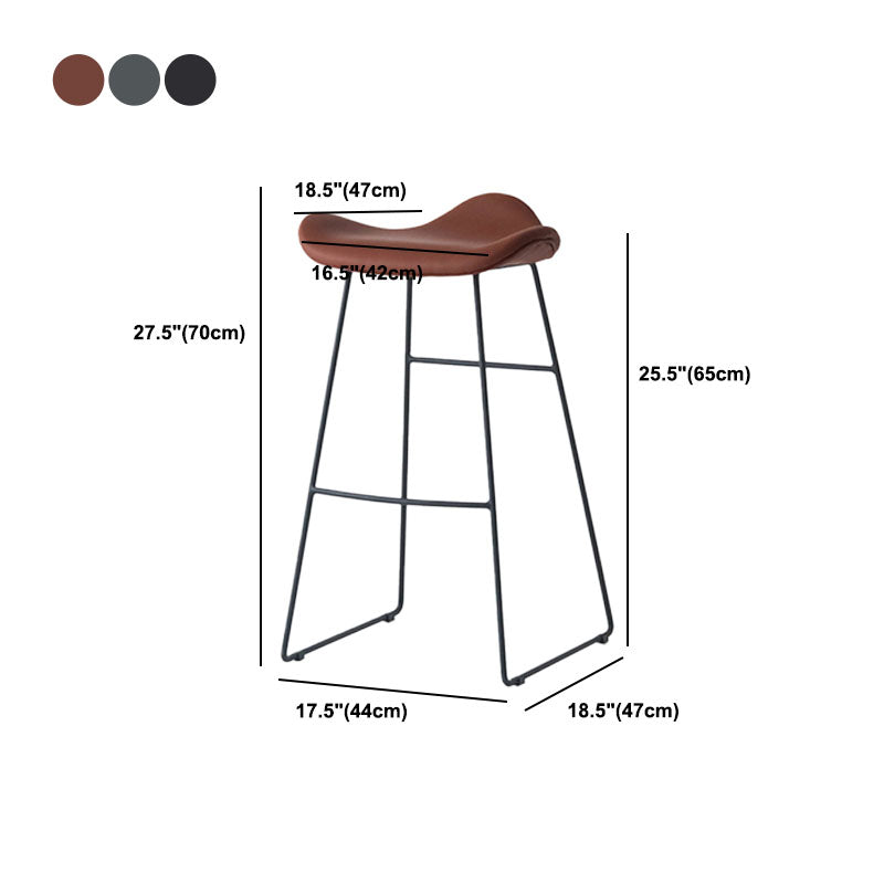 Industrial PU Leather Bar Stool Low Back Stool with Metal Base
