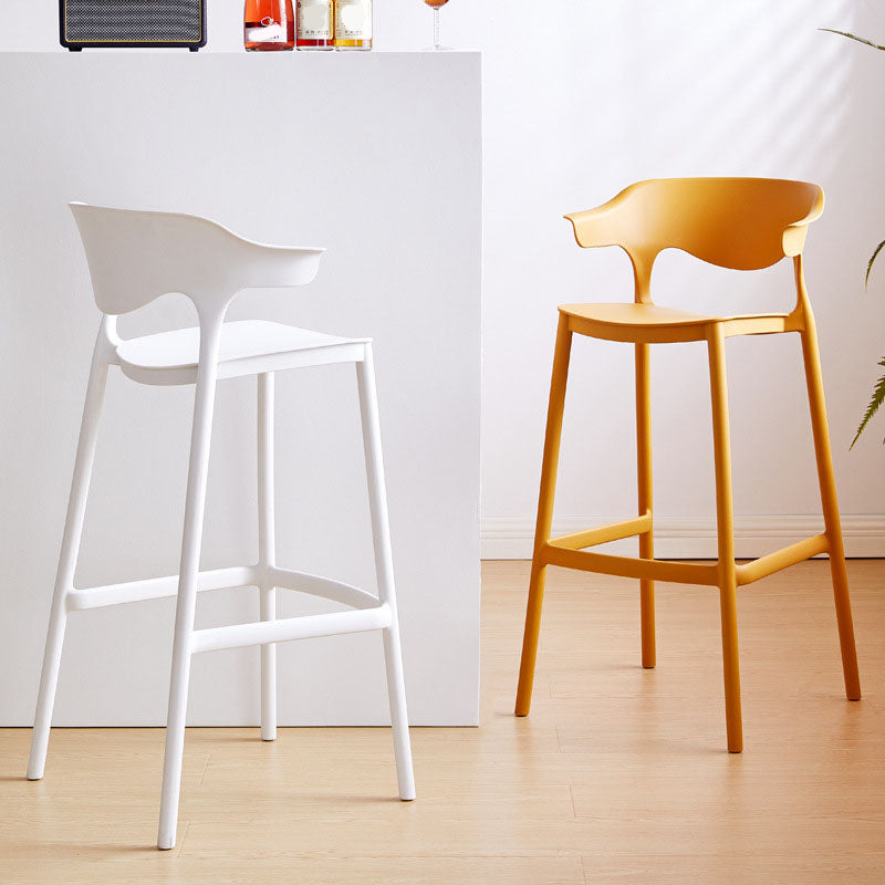 Scandinavian Plastic Barstool Low Back Counter Stool Footrest Furniture