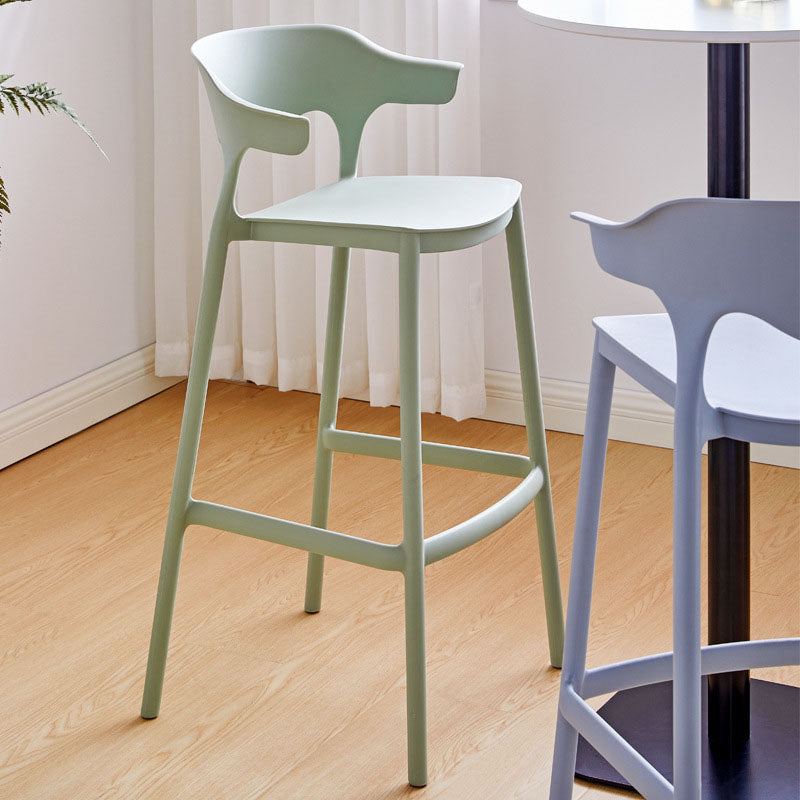 Scandinavian Plastic Barstool Low Back Counter Stool Footrest Furniture