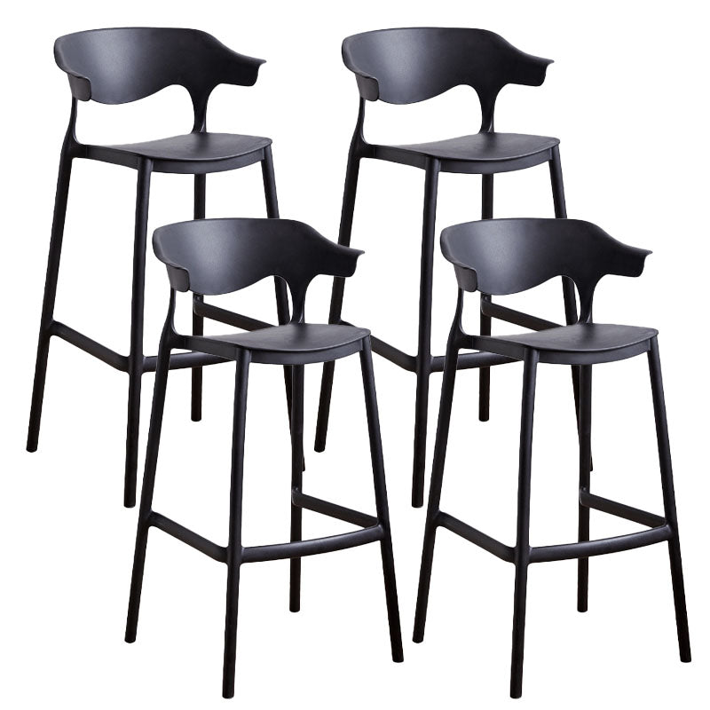 Scandinavian Plastic Barstool Low Back Counter Stool Footrest Furniture