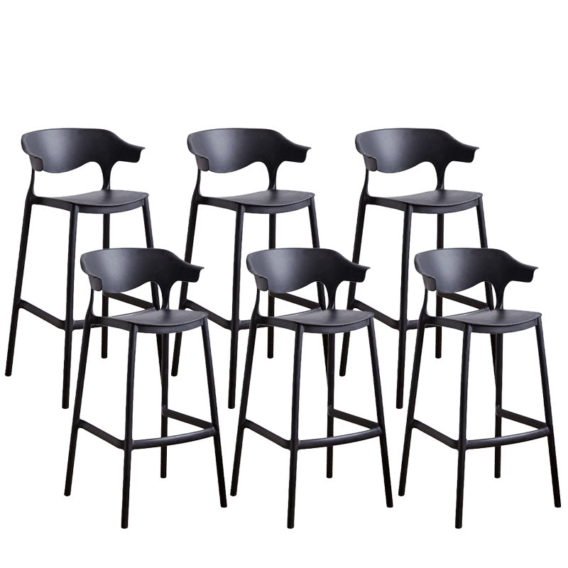 Scandinavian Plastic Barstool Low Back Counter Stool Footrest Furniture