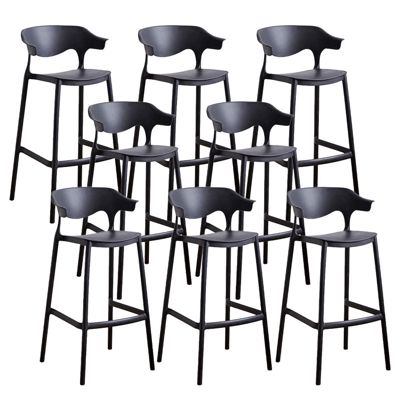Scandinavian Plastic Barstool Low Back Counter Stool Footrest Furniture