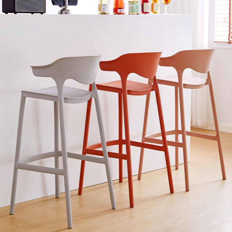 Scandinavian Plastic Barstool Low Back Counter Stool Footrest Furniture