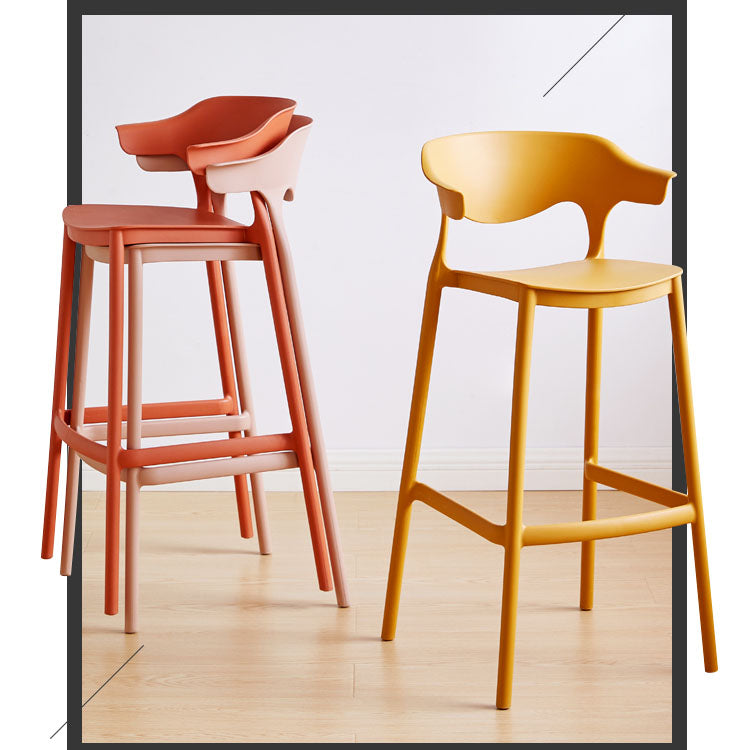 Scandinavian Plastic Barstool Low Back Counter Stool Footrest Furniture
