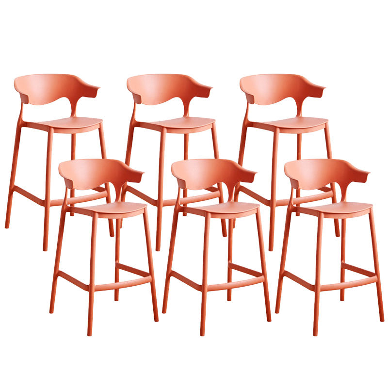 Scandinavian Plastic Barstool Low Back Counter Stool Footrest Furniture