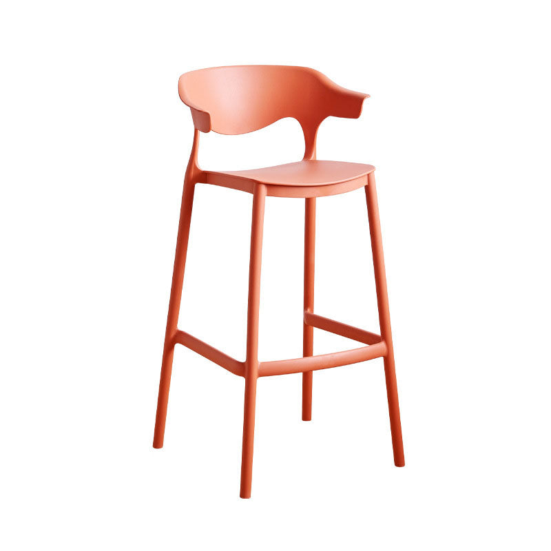 Scandinavian Plastic Barstool Low Back Counter Stool Footrest Furniture