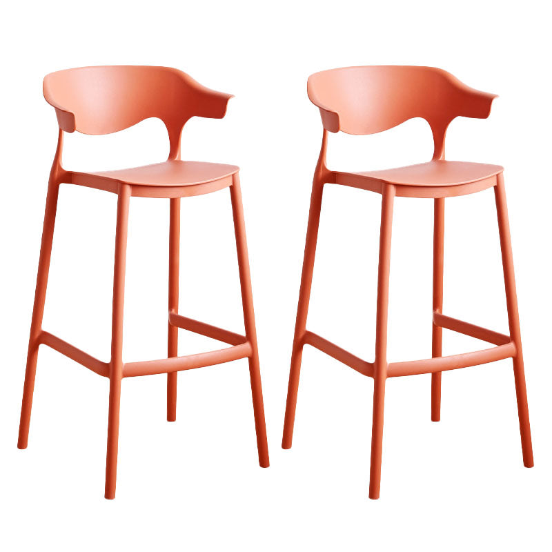 Scandinavian Plastic Barstool Low Back Counter Stool Footrest Furniture
