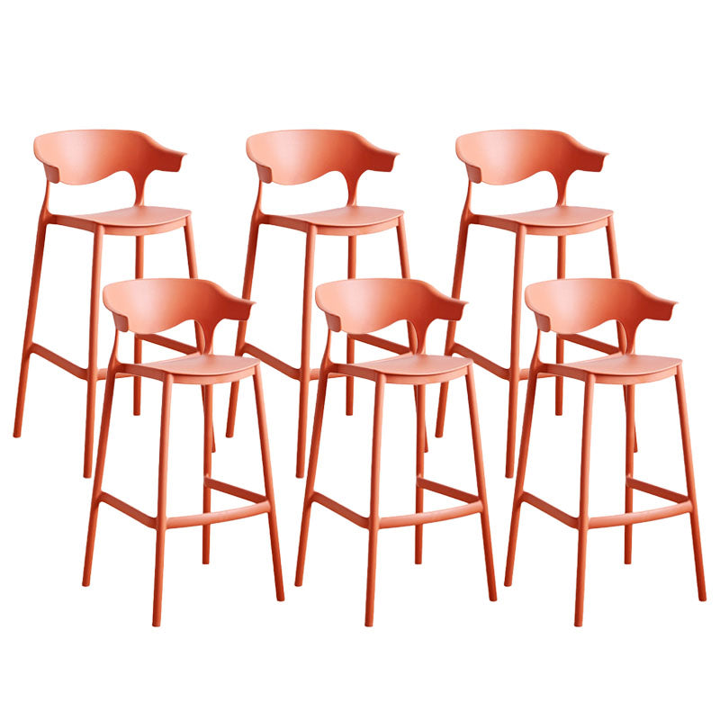 Scandinavian Plastic Barstool Low Back Counter Stool Footrest Furniture