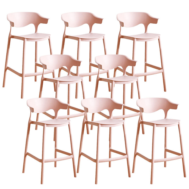 Scandinavian Plastic Barstool Low Back Counter Stool Footrest Furniture