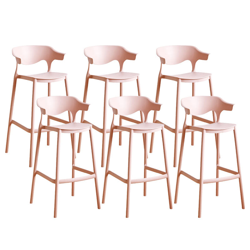 Scandinavian Plastic Barstool Low Back Counter Stool Footrest Furniture