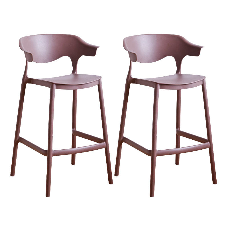 Scandinavian Plastic Barstool Low Back Counter Stool Footrest Furniture
