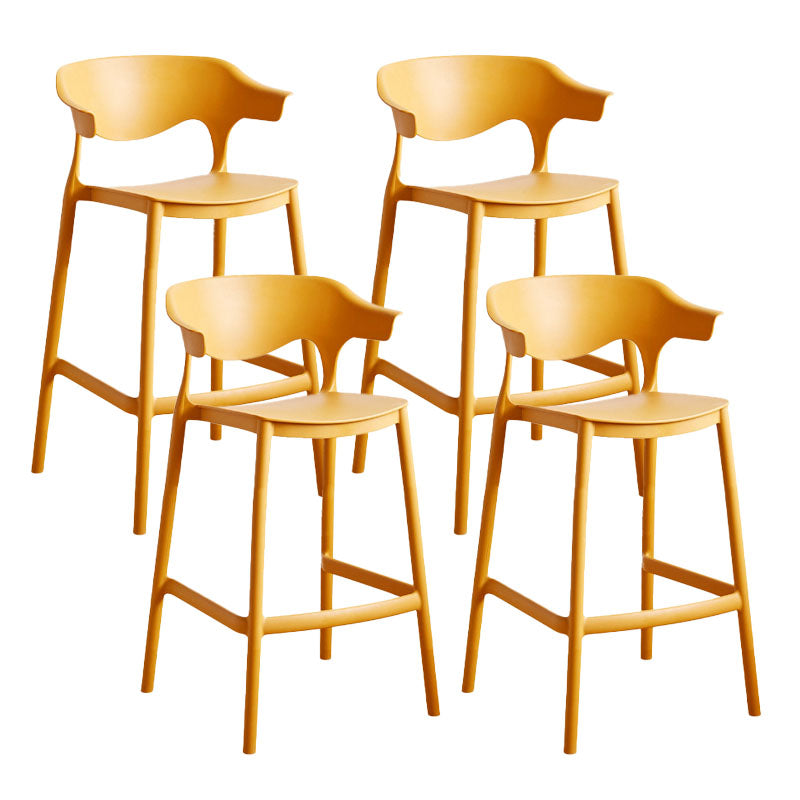 Scandinavian Plastic Barstool Low Back Counter Stool Footrest Furniture