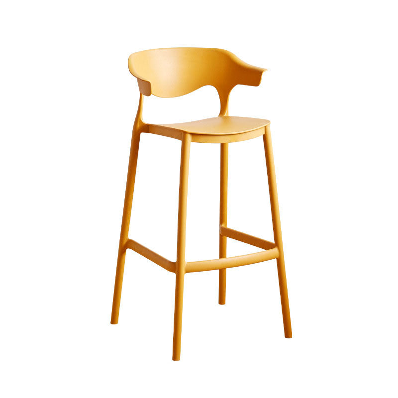 Scandinavian Plastic Barstool Low Back Counter Stool Footrest Furniture