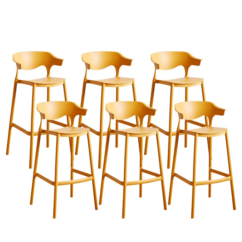 Scandinavian Plastic Barstool Low Back Counter Stool Footrest Furniture