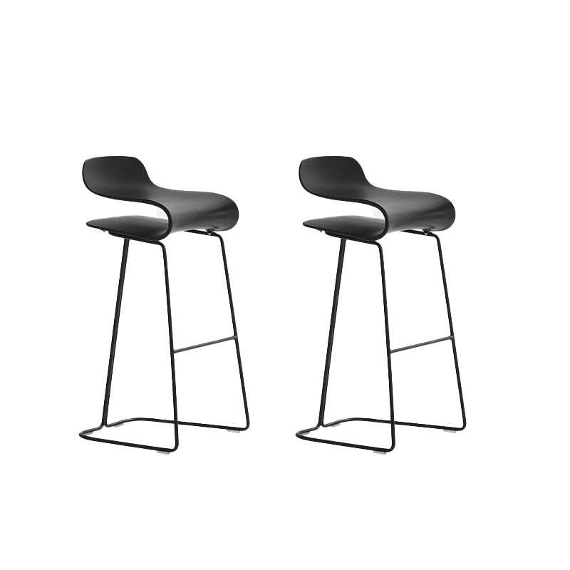 Contemporary Plastic Bar Stool Low Back Stool with Metal Base for Living Room