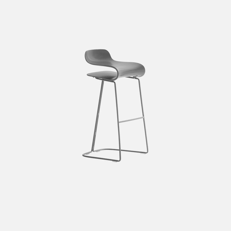 Contemporary Plastic Bar Stool Low Back Stool with Metal Base for Living Room