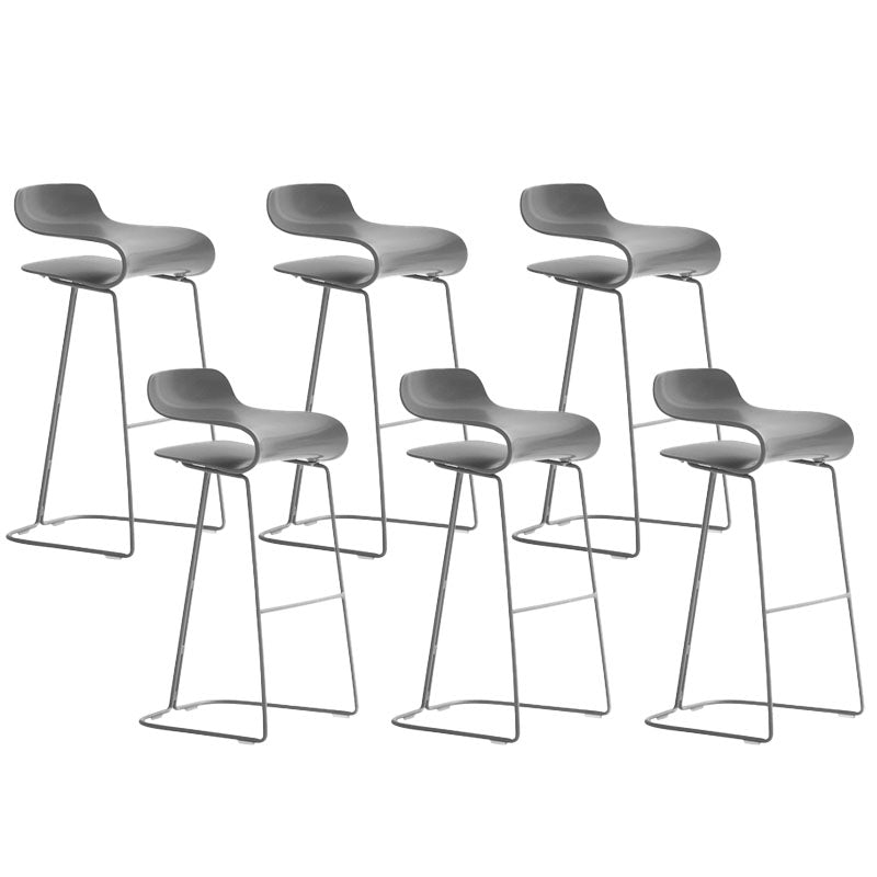 Contemporary Plastic Bar Stool Low Back Stool with Metal Base for Living Room