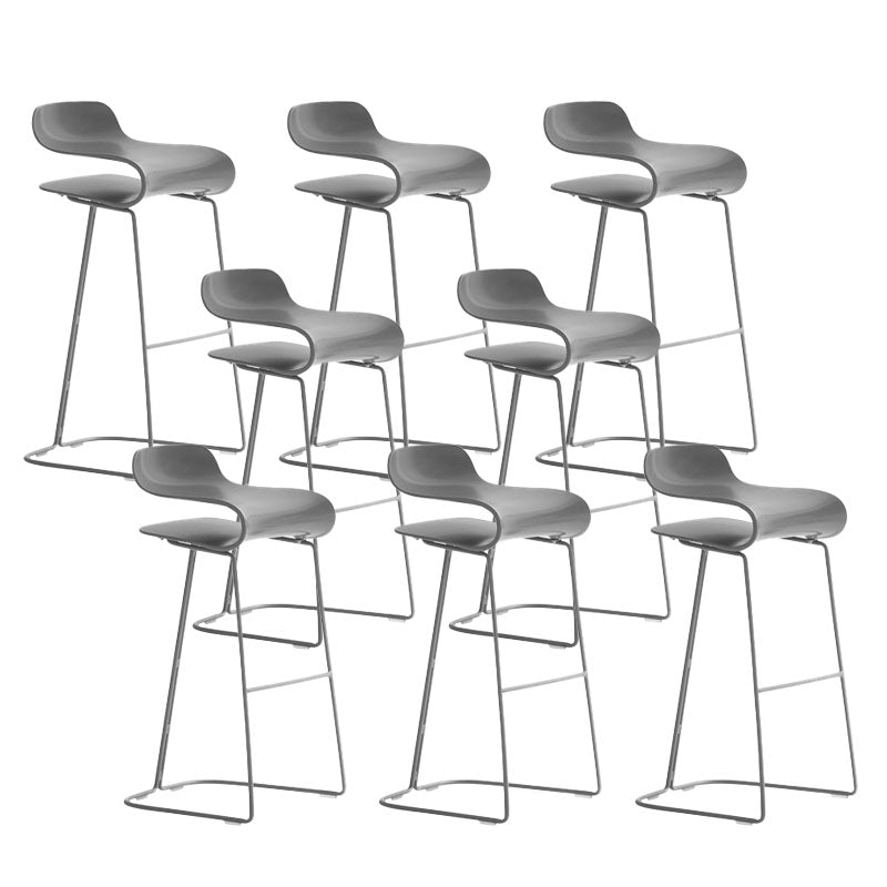 Contemporary Plastic Bar Stool Low Back Stool with Metal Base for Living Room