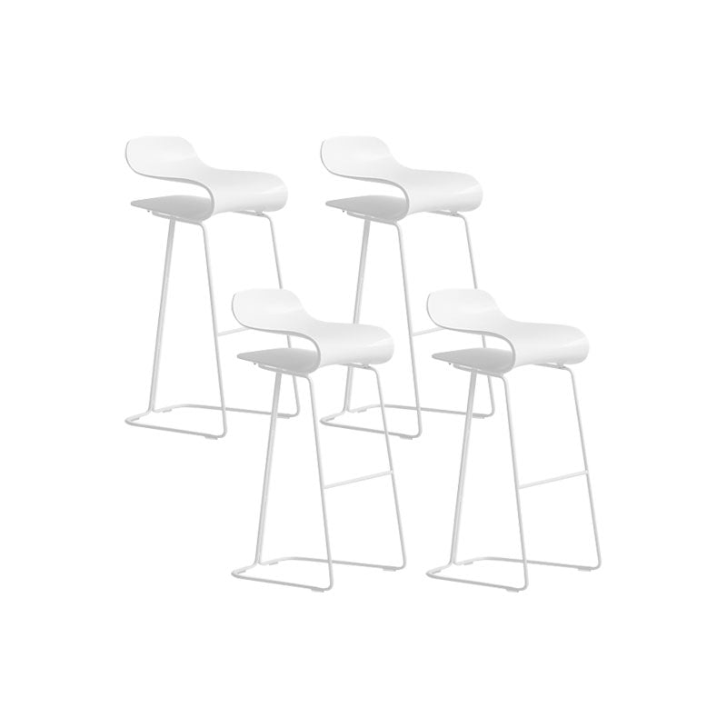 Contemporary Plastic Bar Stool Low Back Stool with Metal Base for Living Room