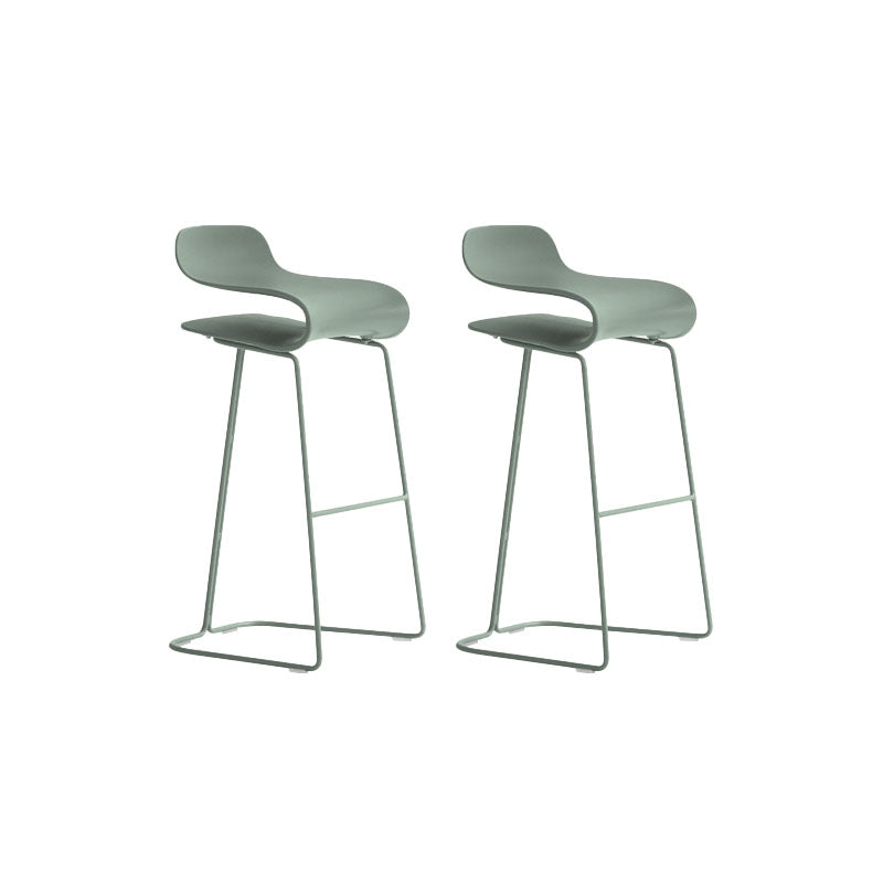 Contemporary Plastic Bar Stool Low Back Stool with Metal Base for Living Room