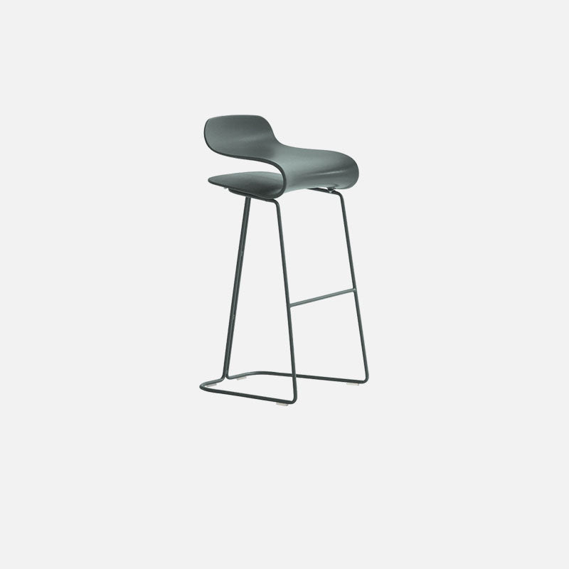 Contemporary Plastic Bar Stool Low Back Stool with Metal Base for Living Room