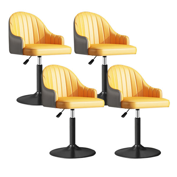 Scandinavian Metal Barstool Low Back Faux Leather Cushion Stool with Footrest