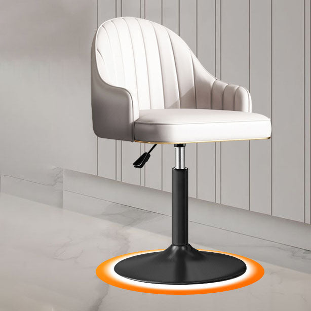 Scandinavian Metal Barstool Low Back Faux Leather Cushion Stool with Footrest