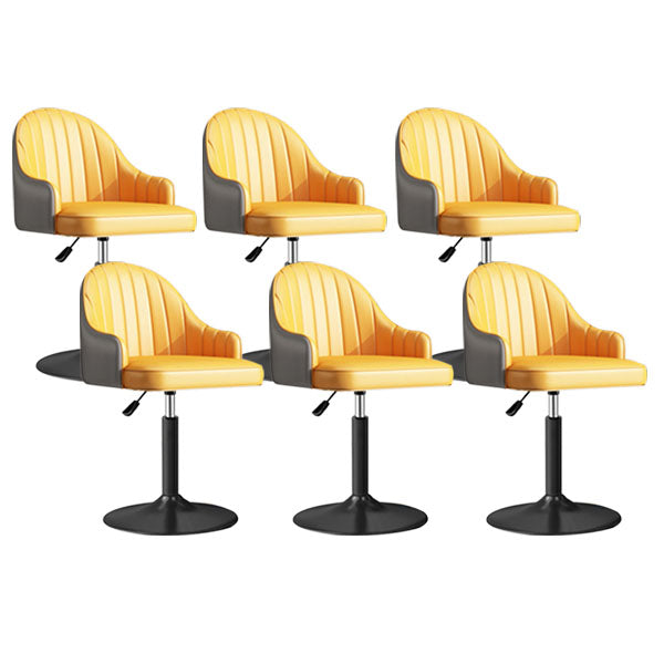 Scandinavian Metal Barstool Low Back Faux Leather Cushion Stool with Footrest