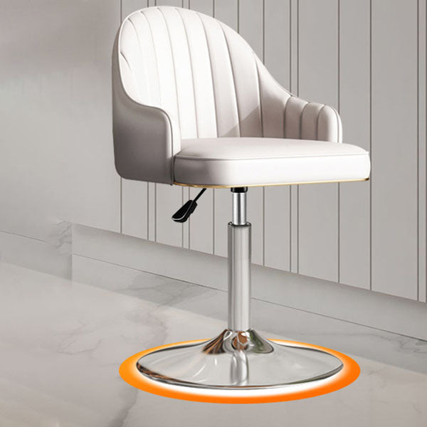 Scandinavian Metal Barstool Low Back Faux Leather Cushion Stool with Footrest