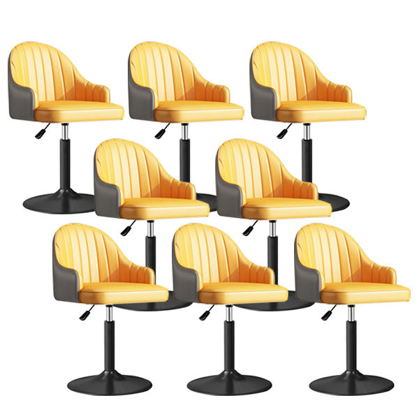 Scandinavian Metal Barstool Low Back Faux Leather Cushion Stool with Footrest