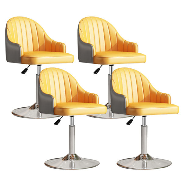 Scandinavian Metal Barstool Low Back Faux Leather Cushion Stool with Footrest