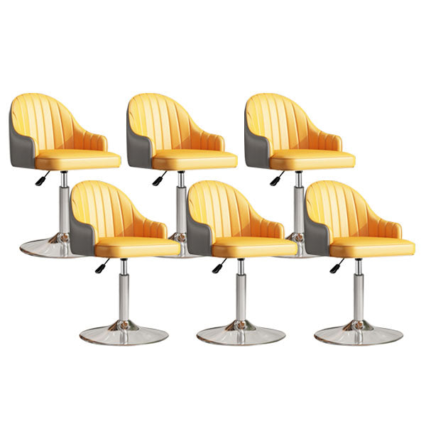 Scandinavian Metal Barstool Low Back Faux Leather Cushion Stool with Footrest