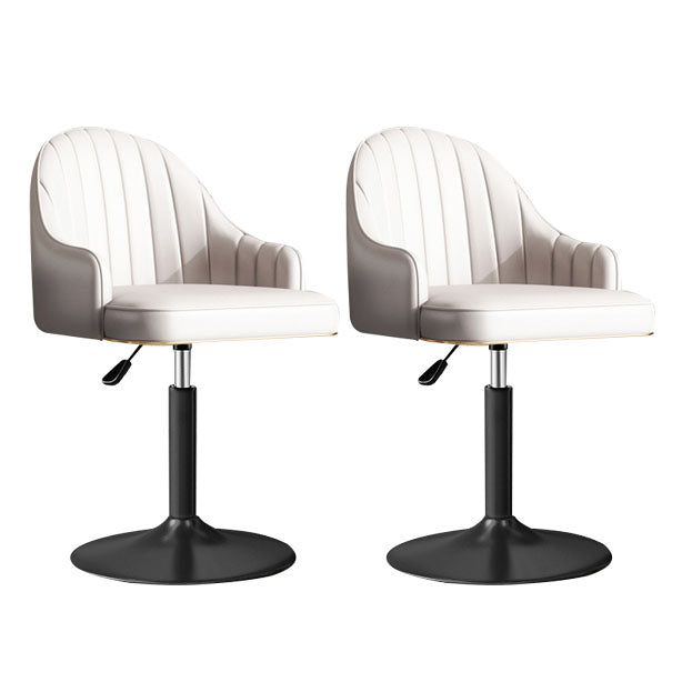 Scandinavian Metal Barstool Low Back Faux Leather Cushion Stool with Footrest