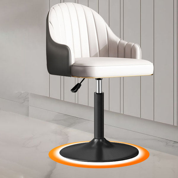 Scandinavian Metal Barstool Low Back Faux Leather Cushion Stool with Footrest