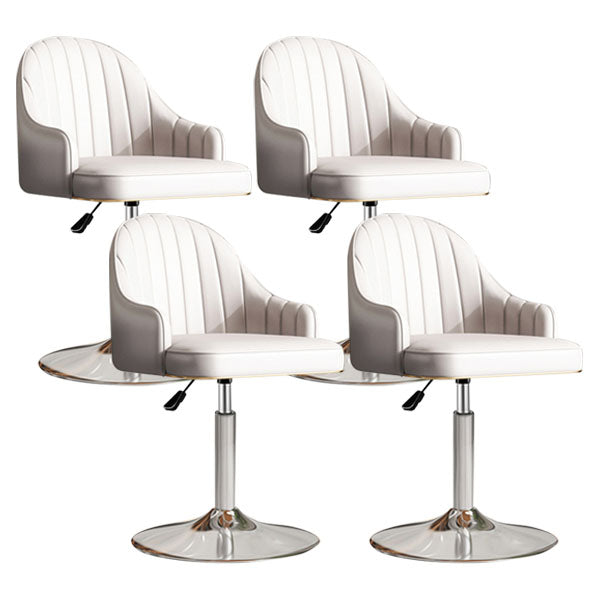 Scandinavian Metal Barstool Low Back Faux Leather Cushion Stool with Footrest