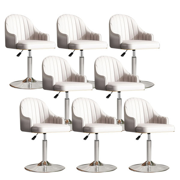 Scandinavian Metal Barstool Low Back Faux Leather Cushion Stool with Footrest