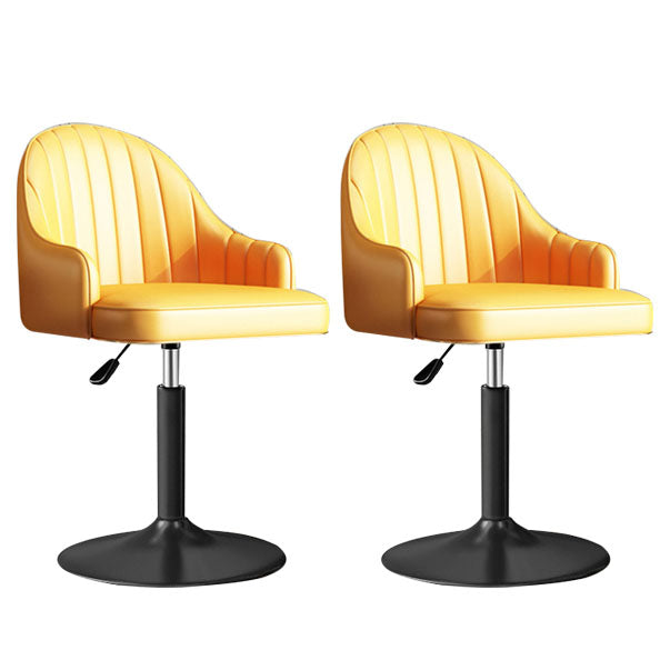 Scandinavian Metal Barstool Low Back Faux Leather Cushion Stool with Footrest