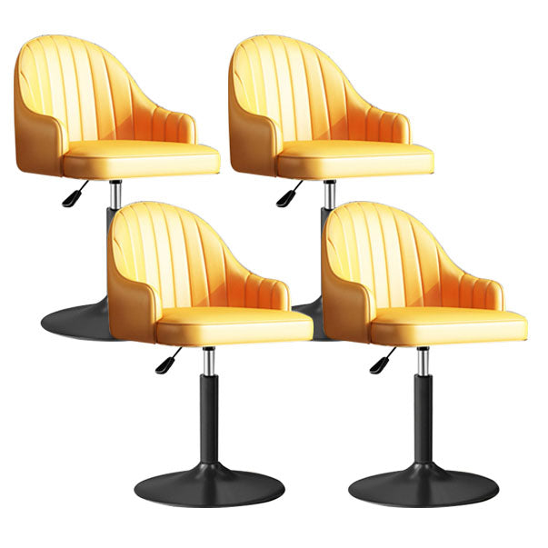 Scandinavian Metal Barstool Low Back Faux Leather Cushion Stool with Footrest