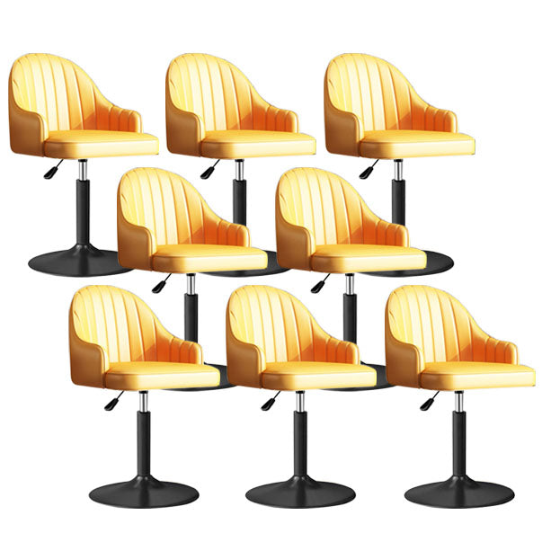 Scandinavian Metal Barstool Low Back Faux Leather Cushion Stool with Footrest