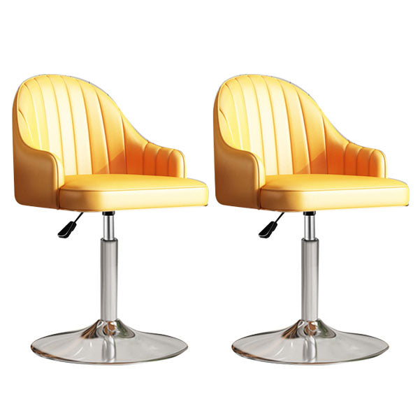 Scandinavian Metal Barstool Low Back Faux Leather Cushion Stool with Footrest